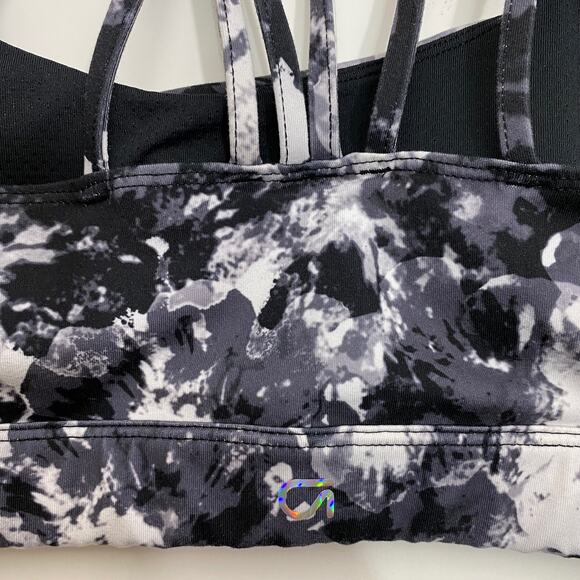 GapFit Eclipse Sports Bra Medium Support Strappy White Black Print XS - Picture 4 of 10